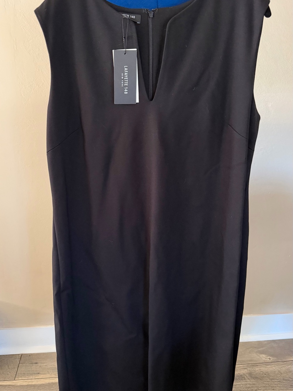 Lafayette 148 New York Black Sleeveless Sheath with V-Notch